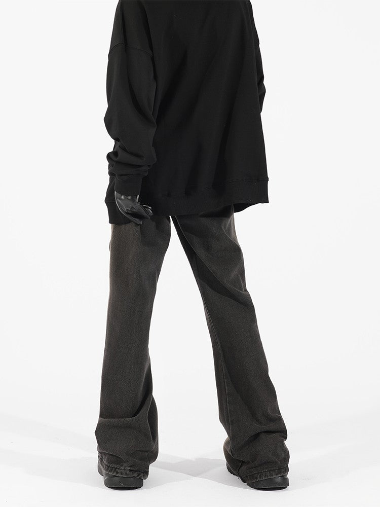 Side Zipper Distressed Jeans