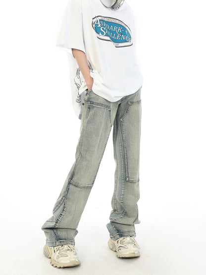 Double Knee Faded Wash Jeans