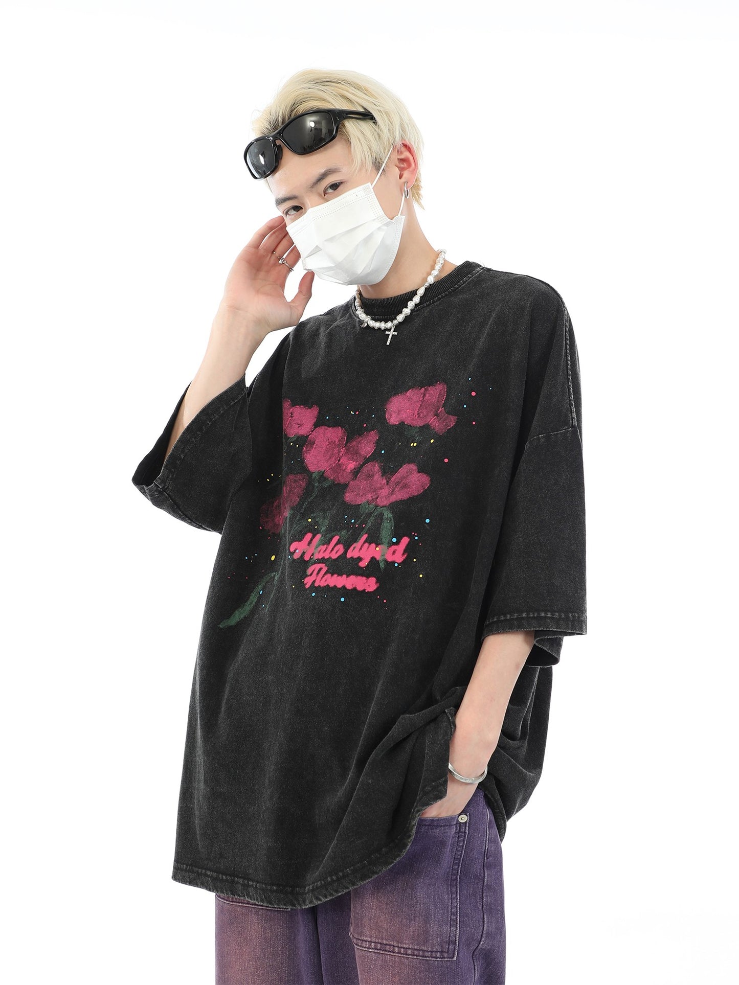 Halo Dyed Flowers Vintage Washed T-Shirt