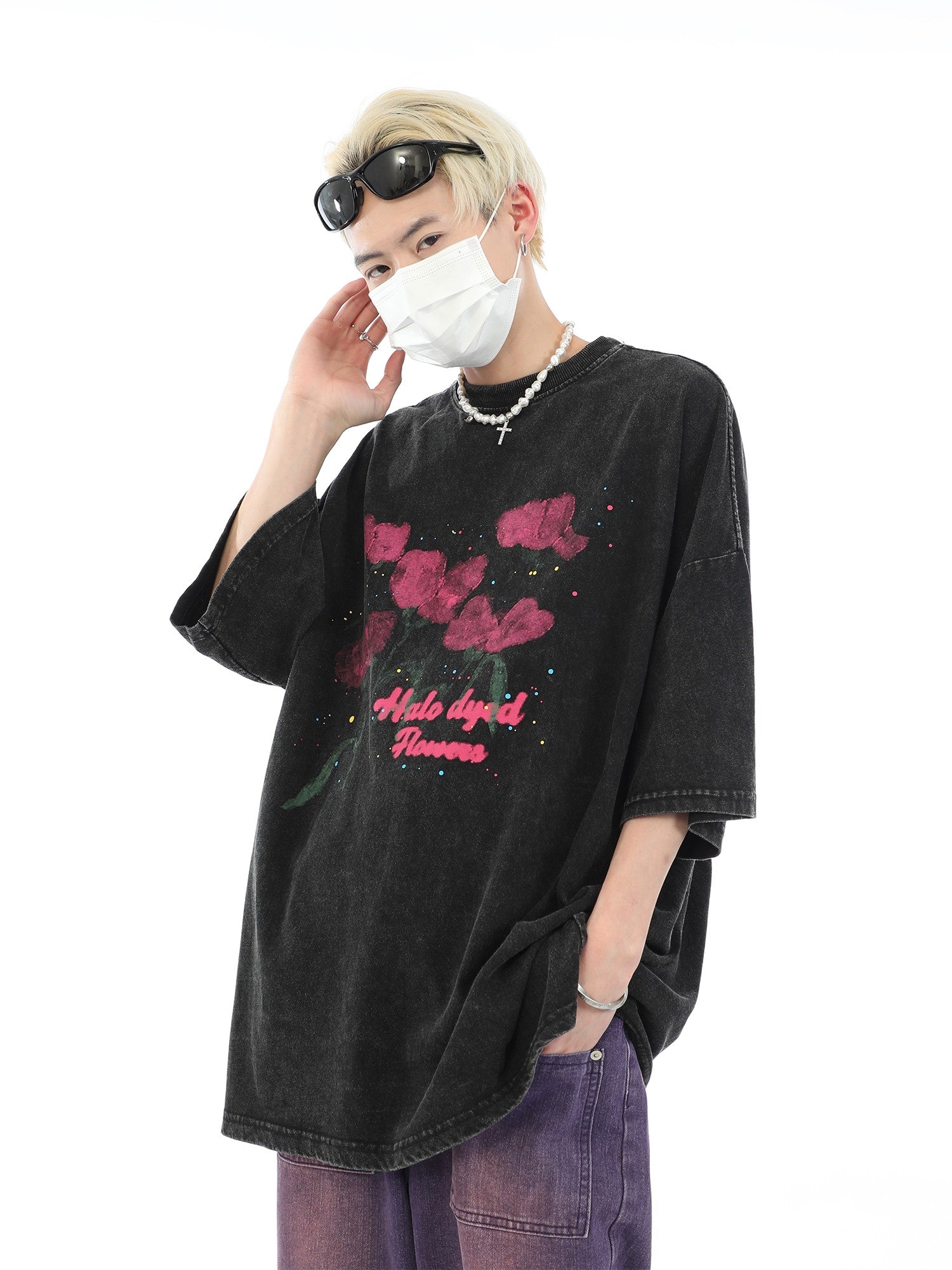 Halo Dyed Flowers Vintage Washed T-Shirt