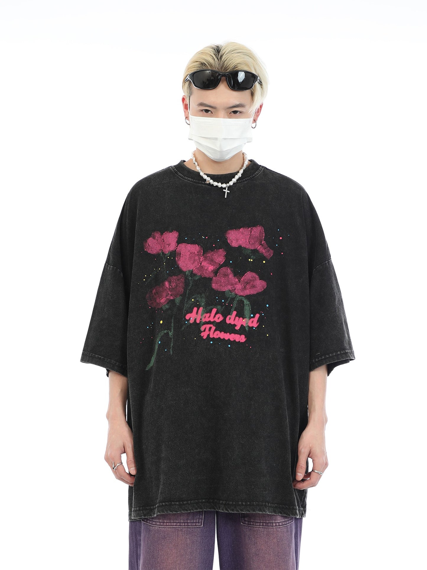 Halo Dyed Flowers Vintage Washed T-Shirt