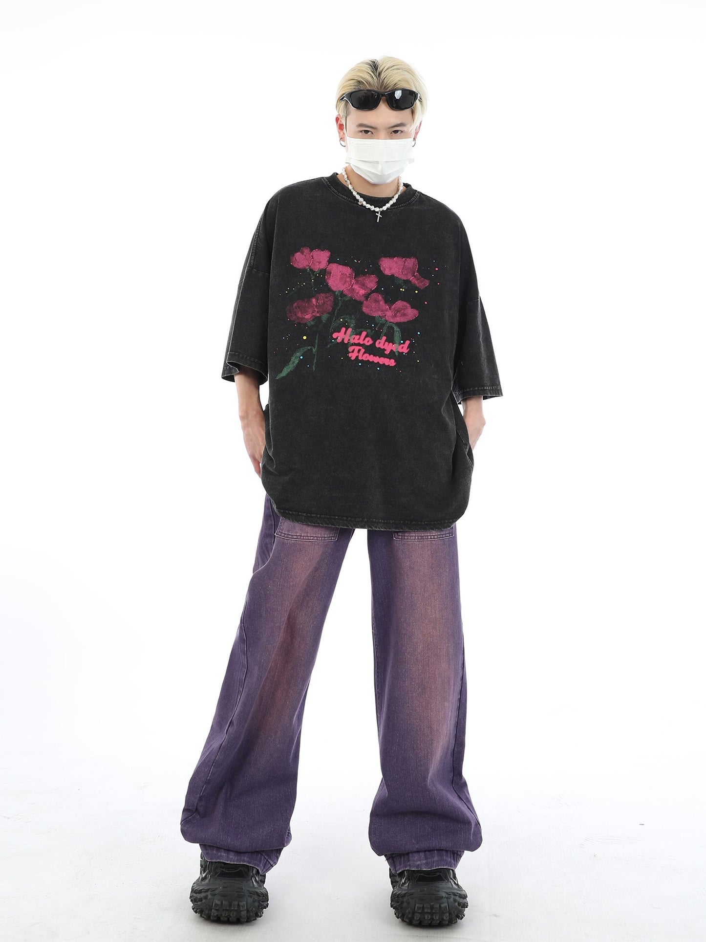 Halo Dyed Flowers Vintage Washed T-Shirt