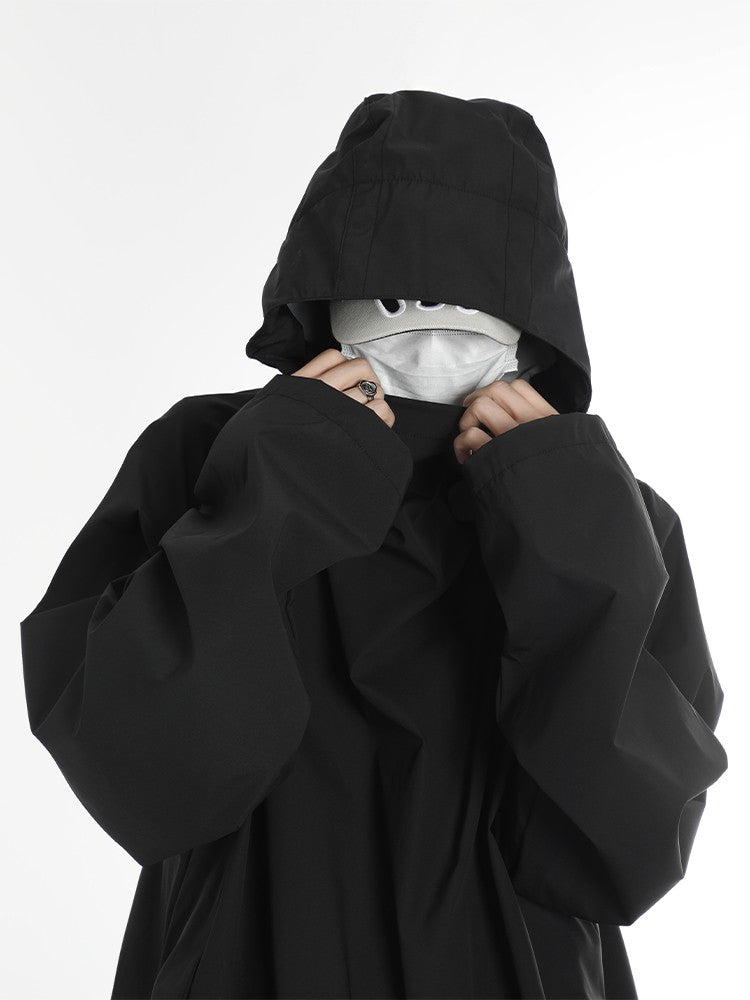 Double Zipper Hooded Windbreaker Jacket black
