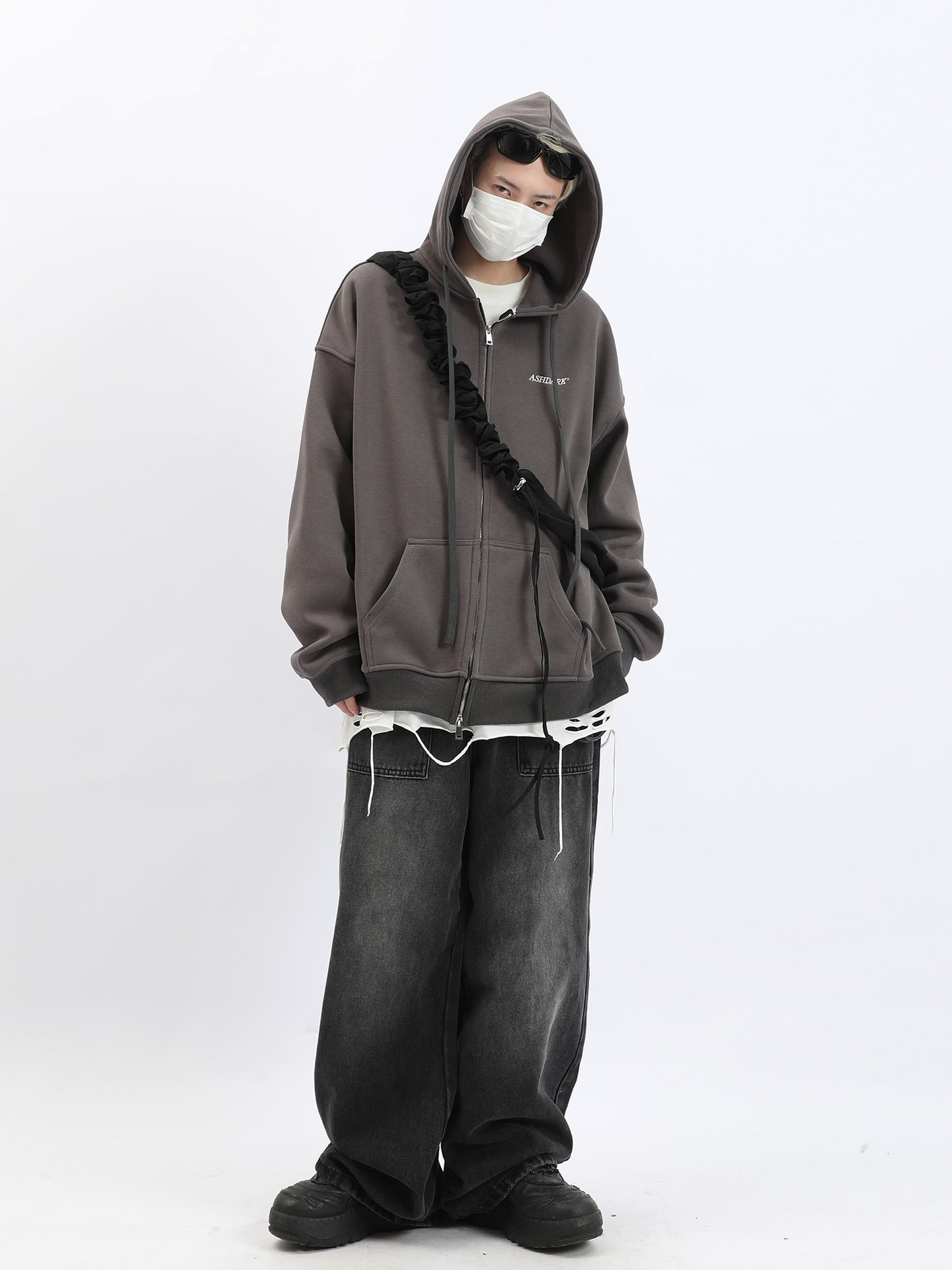 Streetwear Ashdark Washed Zip Hoodie