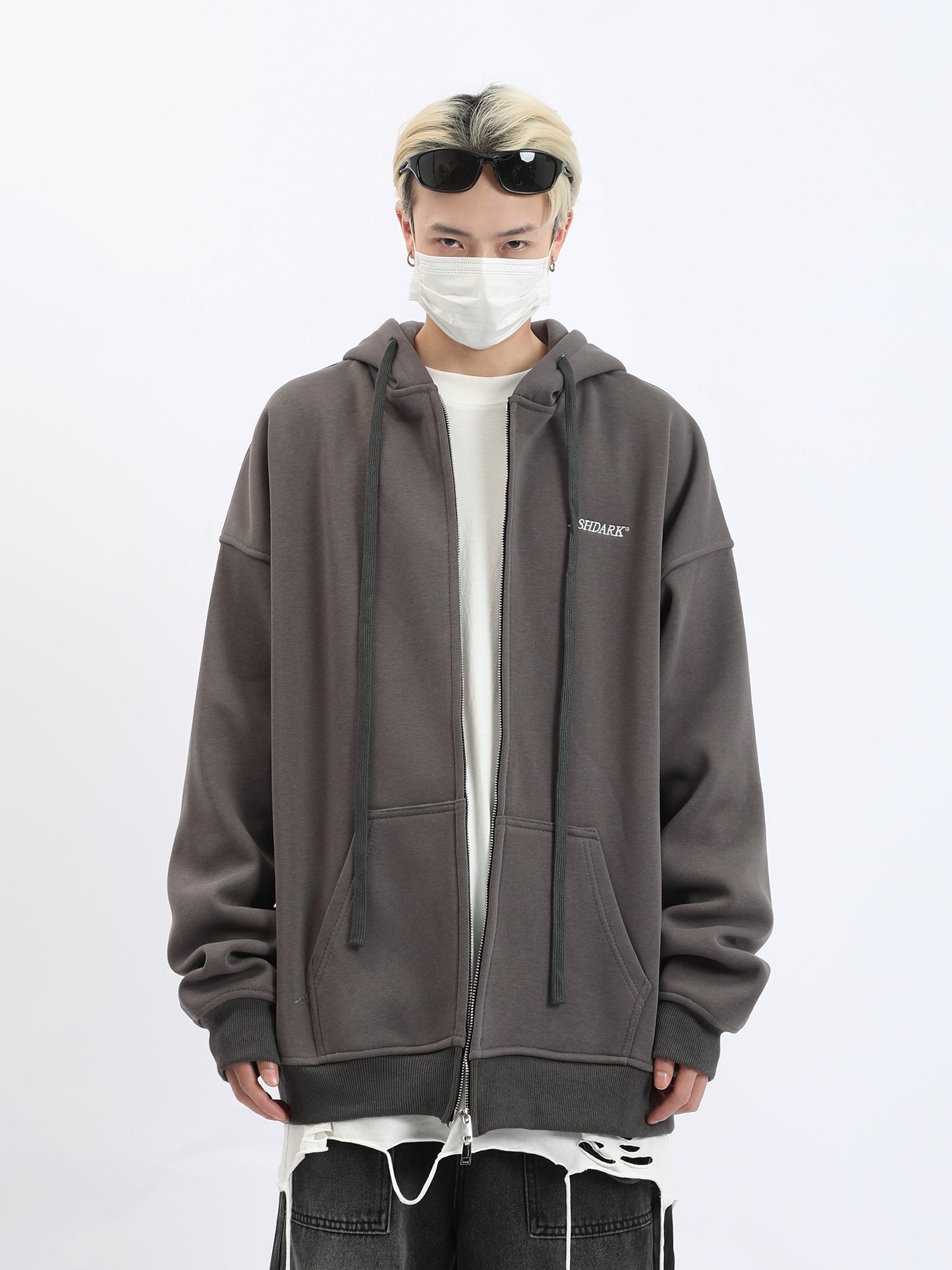 Streetwear Ashdark Washed Zip Hoodie