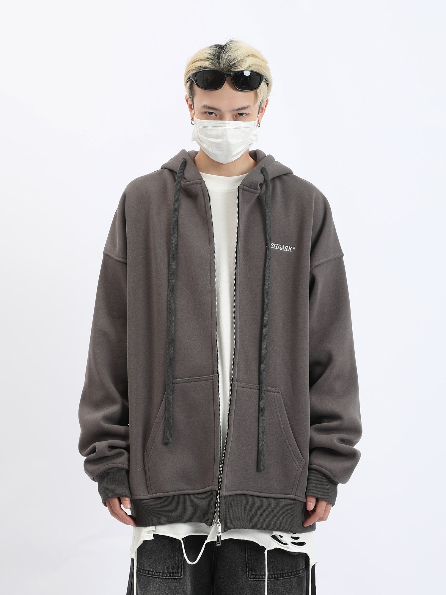 Streetwear Ashdark Washed Zip Hoodie