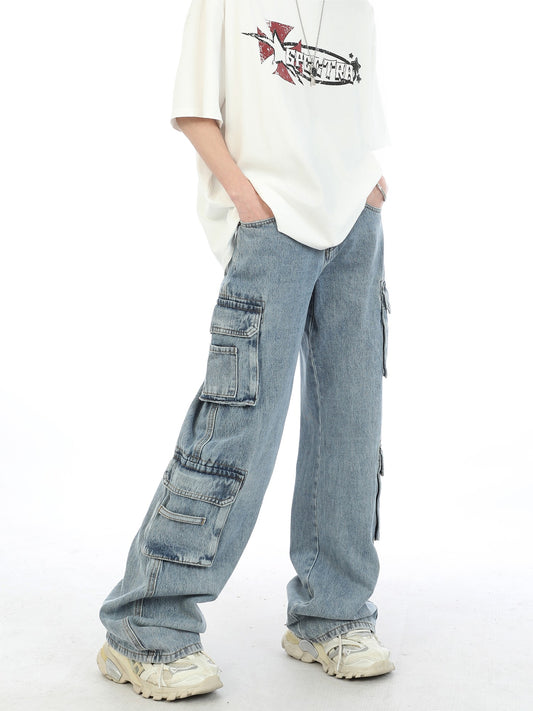 Wide Leg Relaxed Cargo Jeans