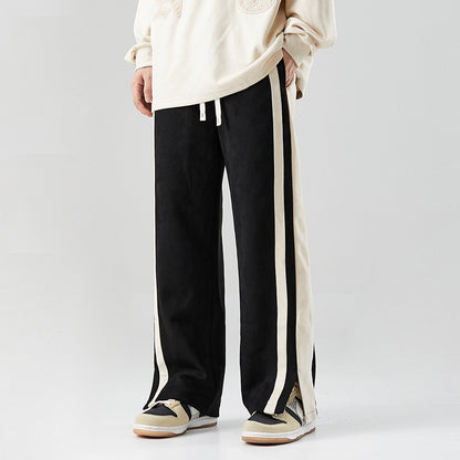 Striped Slit Wide Leg Sweatpants