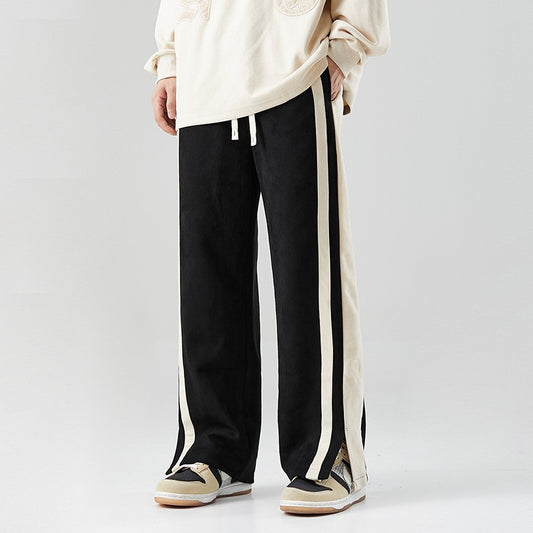 Striped Slit Wide Leg Sweatpants