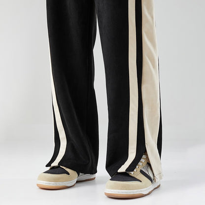 Striped Slit Wide Leg Sweatpants