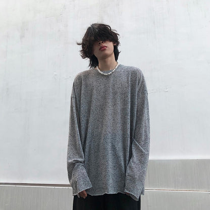Raw Hem Relaxed Fit Long Sleeve Top 
