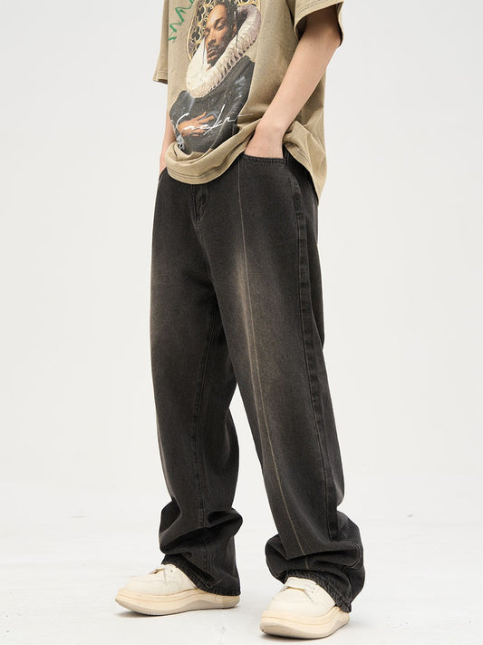 Distressed Sand Washed Baggy Jeans