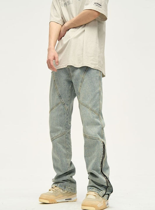 Zippered Split Ankle Washed Jeans