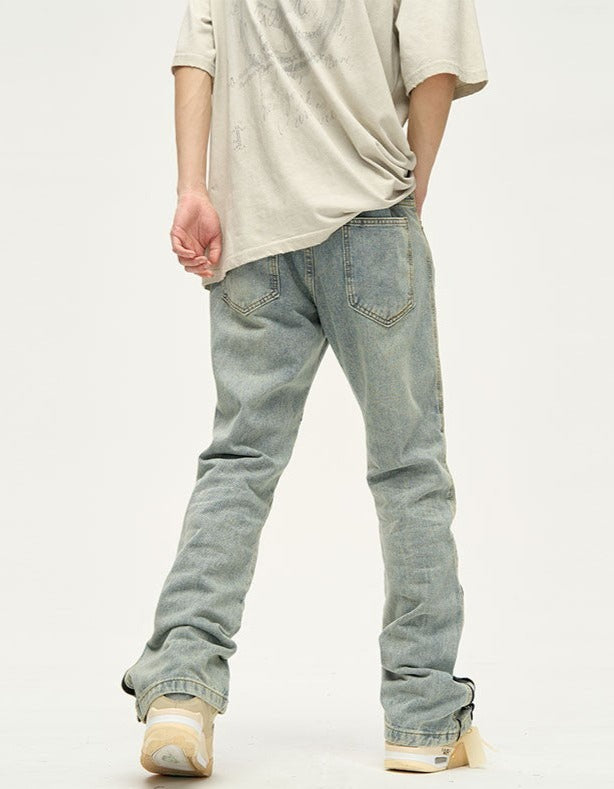 Zippered Split Ankle Washed Jeans