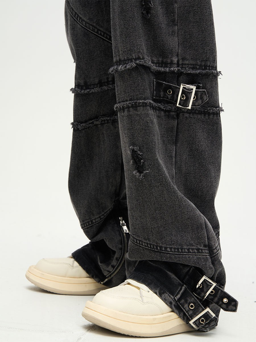 Destroyed Buckled Jeans