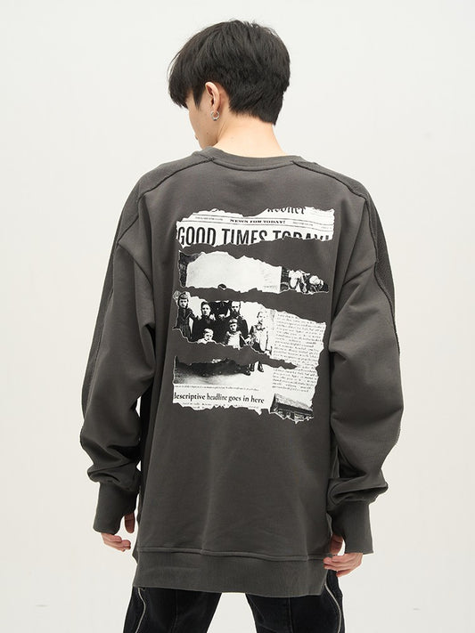 Good Times Newsprint Long Sweatshirt