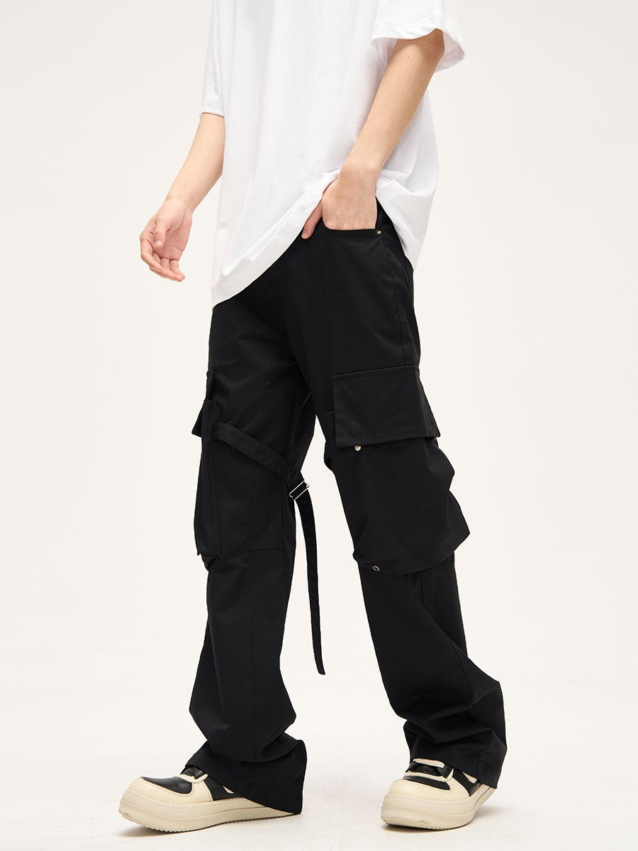 Black Cargo Strap Pants