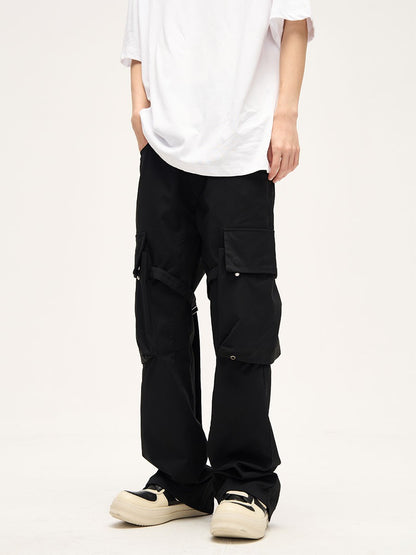 Black Cargo Strap Pants