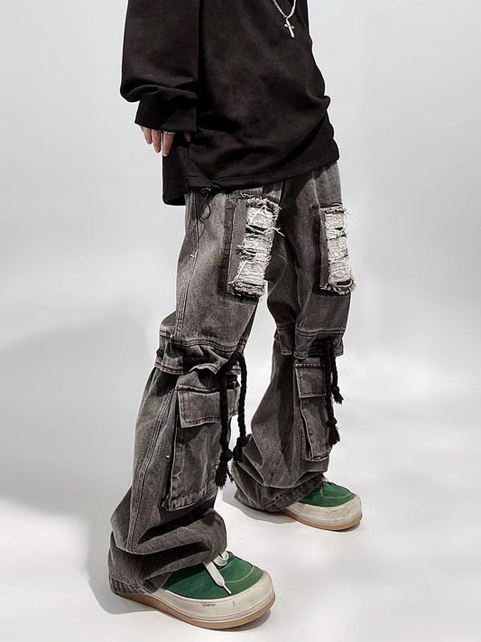 Ripped Baggy Wide Leg Distressed Jeans