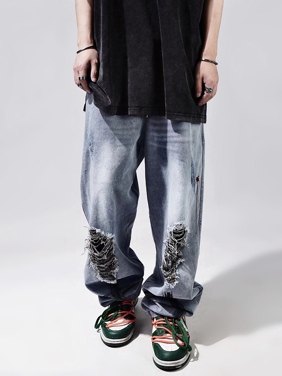 Ripped Baggy Wide Leg Jeans