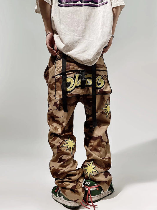 Streetwear Star Strapped Camo Pants