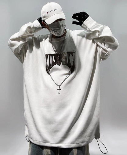 Streetwear Cross Chained Oversized Long Sleeve Top