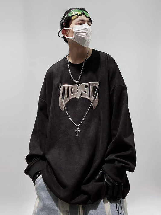 Streetwear Cross Chained Oversized Long Sleeve Top