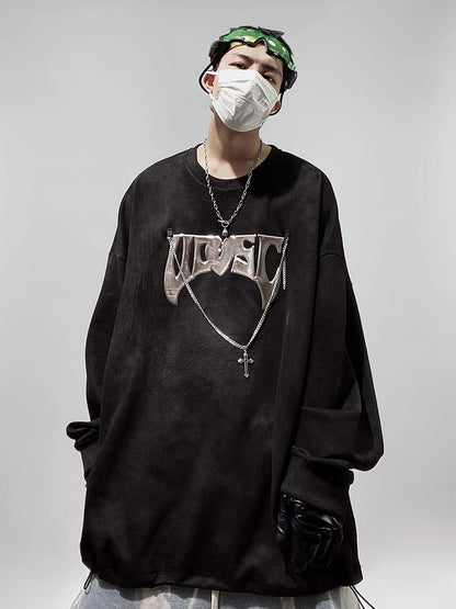 Streetwear Cross Chained Oversized Long Sleeve Top