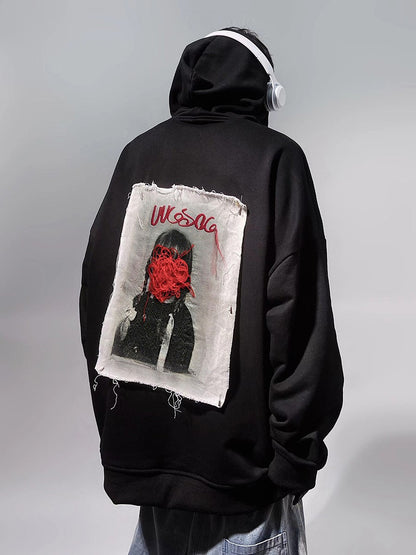 Deconstructed Graffiti Vintage Patch Hoodie