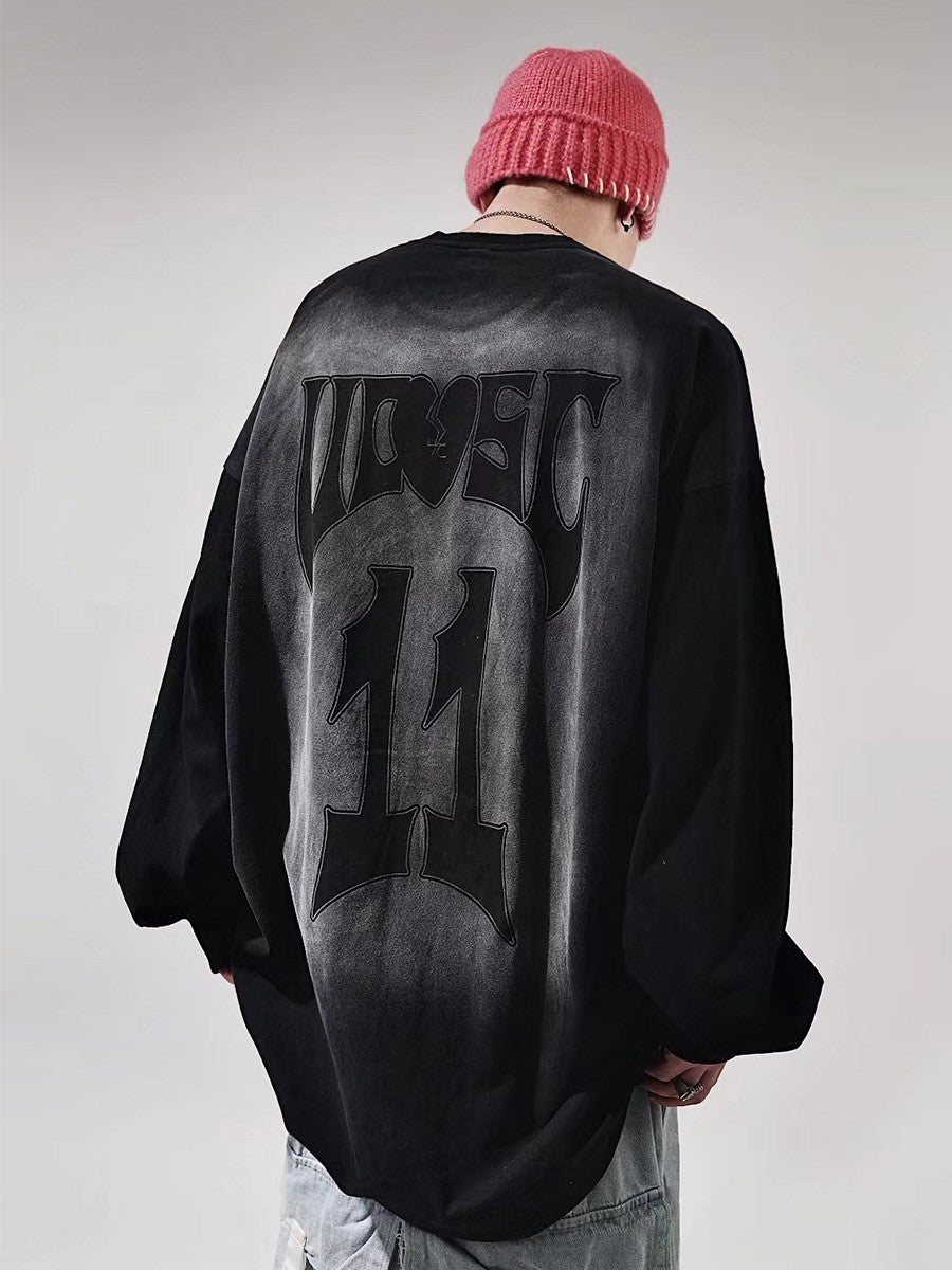street wear vintage distressed black long sleeve top