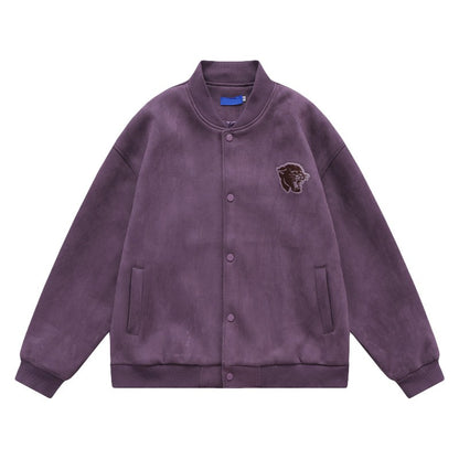 Panther Faux Suede Bomber Jacket