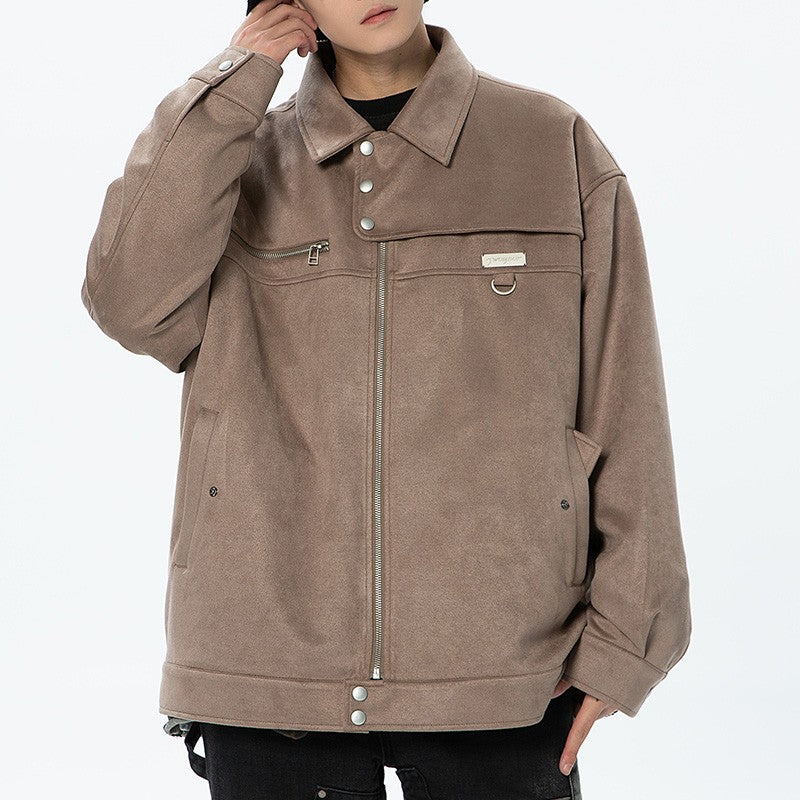 Faux Suede Bomber Jacket