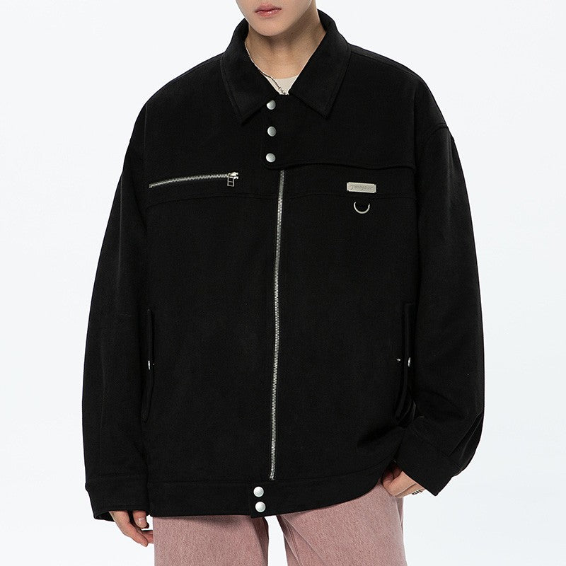 Faux Suede Bomber Jacket