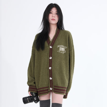 Cozy Knit Varsity Cardigan