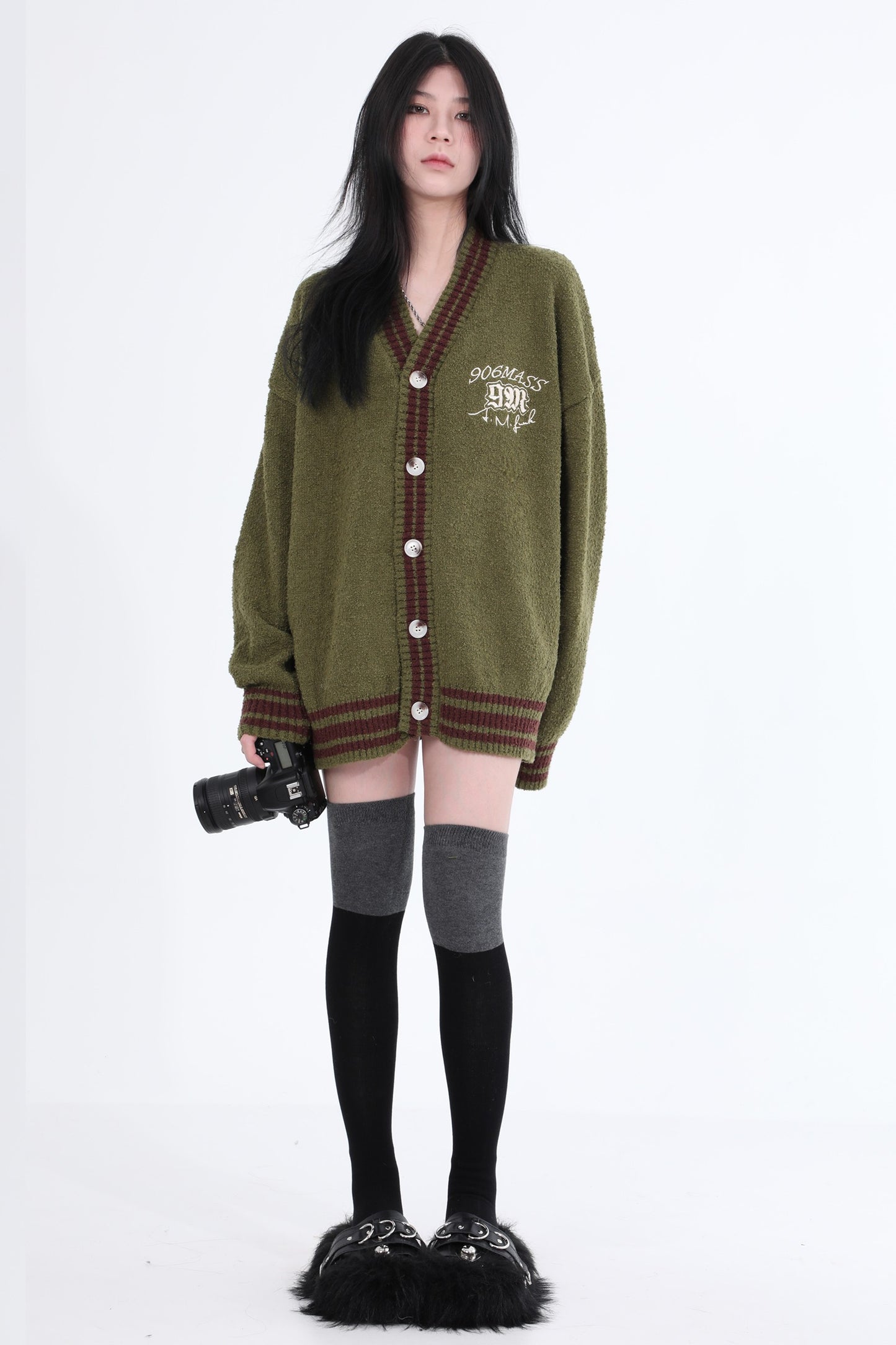 Cozy Knit Varsity Cardigan