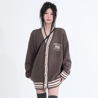 Cozy Knit Varsity Cardigan