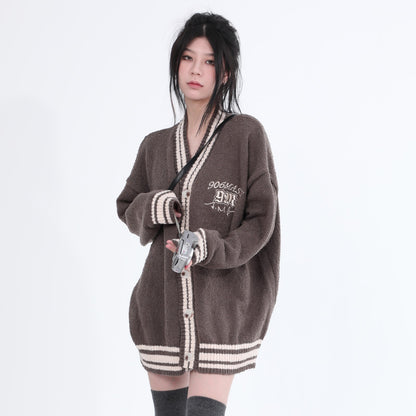 Cozy Knit Varsity Cardigan