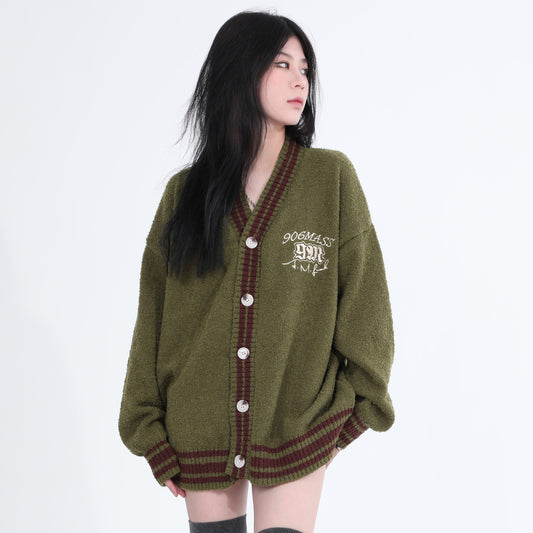 Cozy Knit Varsity Cardigan