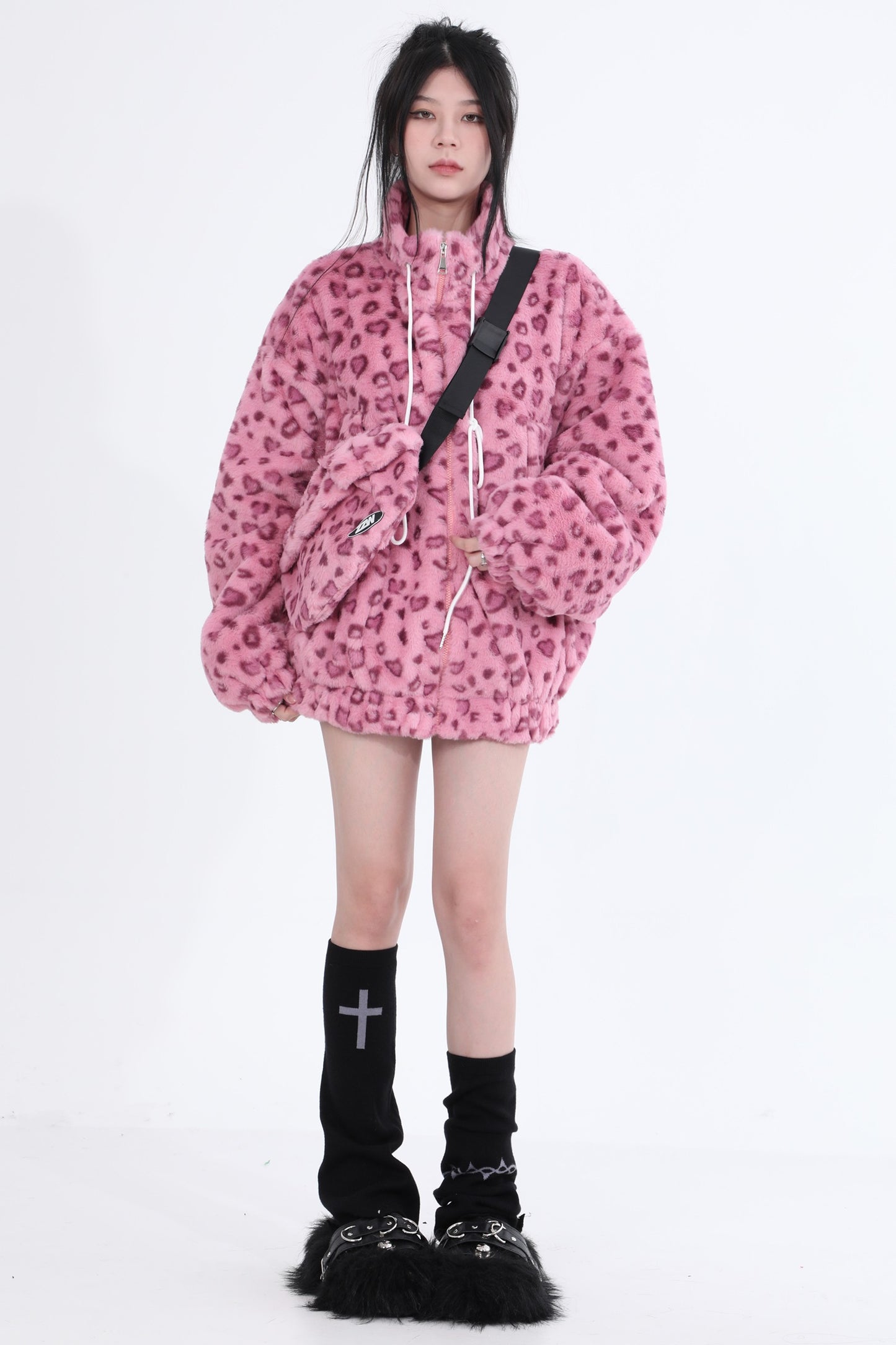 Pink Leopard Plush Fleece Jacket