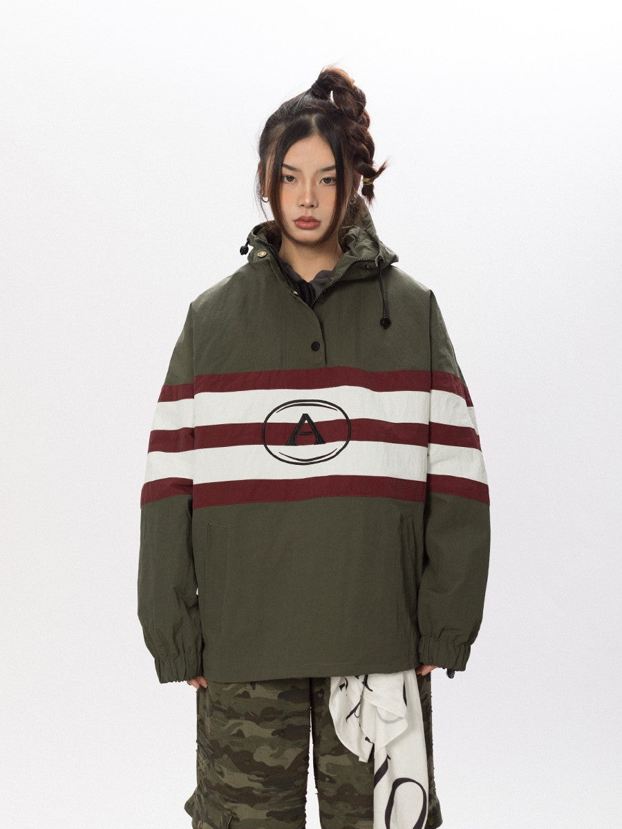 Striped Hooded Windbreaker