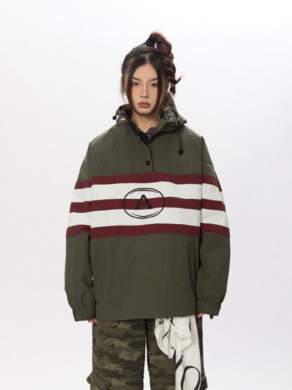 Striped Hooded Windbreaker