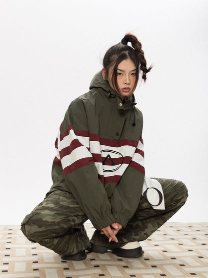 Striped Hooded Windbreaker