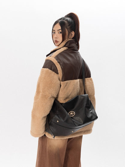 Plush Fur Pleather Jacket