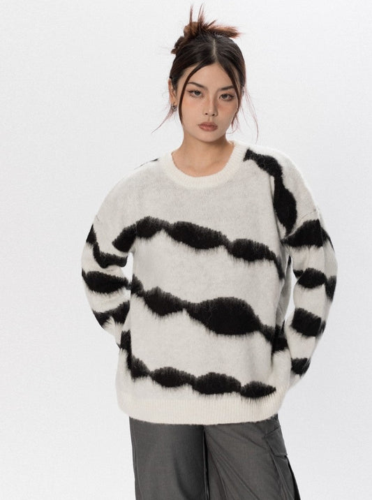 Striped Tie Dye Knit Sweater
