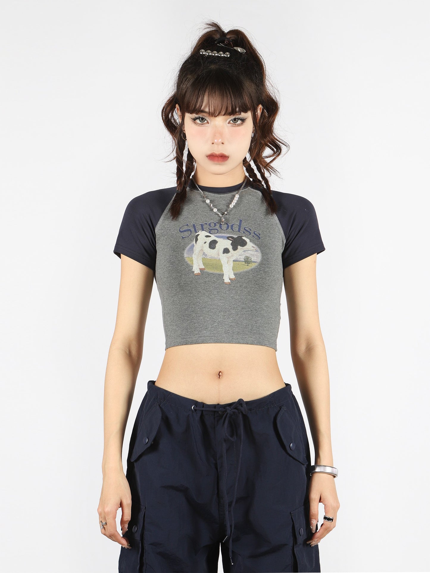Cow Graphic Raglan Baby Tee