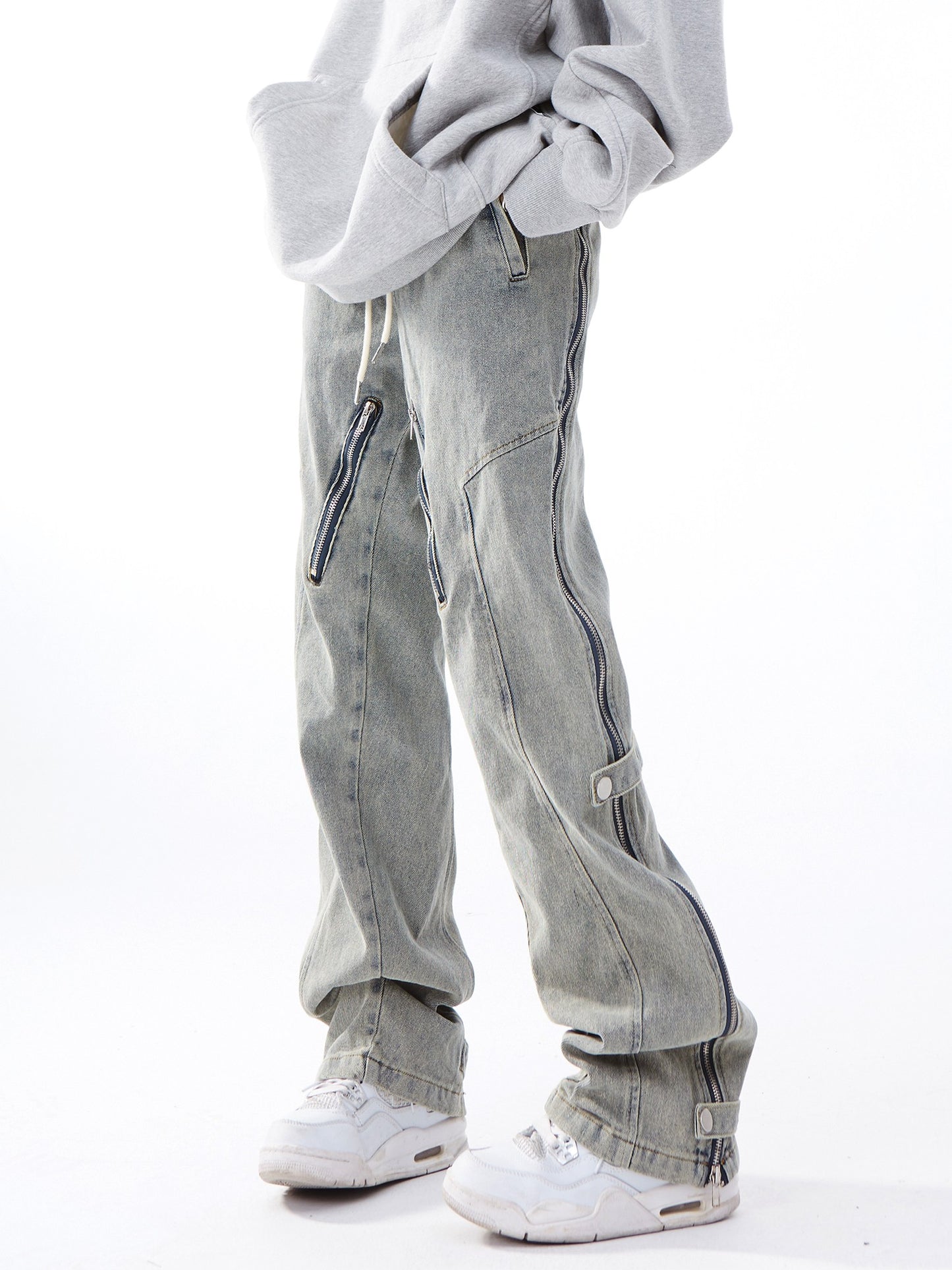 Side Zipper Tab Jeans