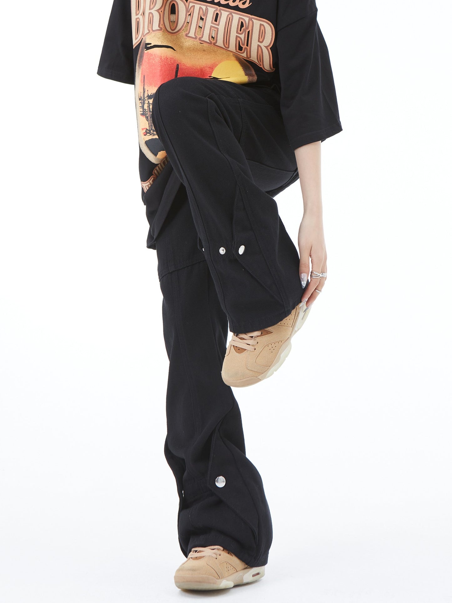 Button Ankle Black Jeans