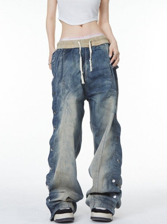 Button Down Tear Away Jeans LATENITEX