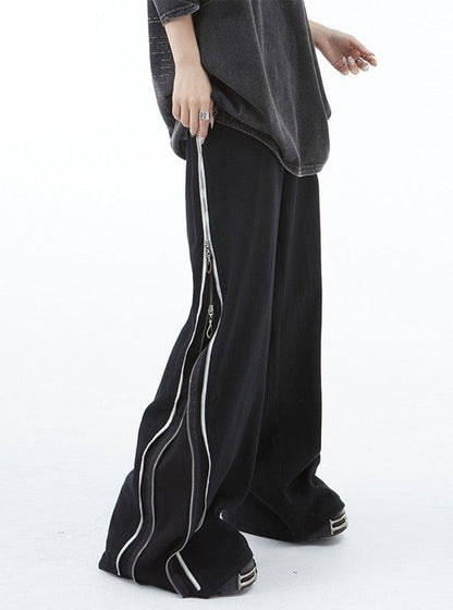Zipper Wide Leg Jeans