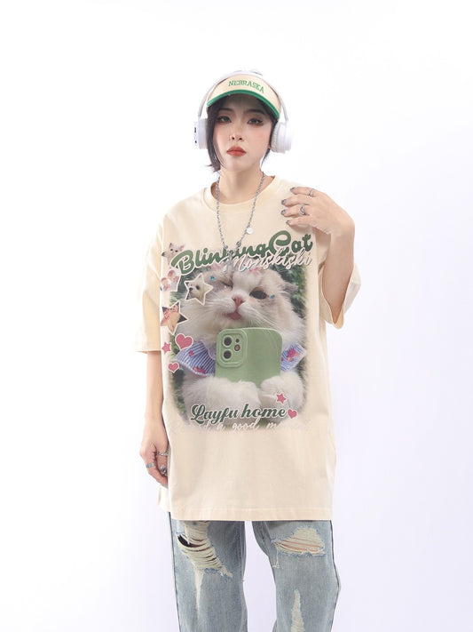 Cat Selfie Graphic T-Shirt